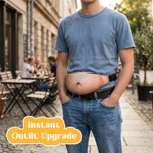 ⏰ 50% OFF Today- Funny Belly Fanny Pack – Realistic Fake Belly Waist Bag