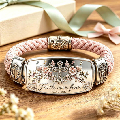 ✝️Faith Over Fear Bracelet – Christian Cross Bracelet✨🌸