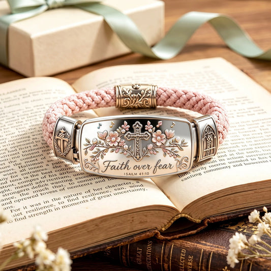✝️Faith Over Fear Bracelet – Christian Cross Bracelet✨🌸