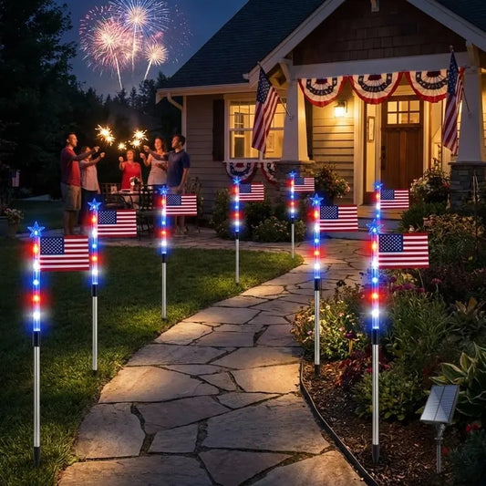⚡Hot Sales 49% OFF🔥8-Piece Flag Light Set – 4th of July Decorations with 8 Lighting Modes – Ideal for Independence Day Pathways, Gardens, and Yard Decor